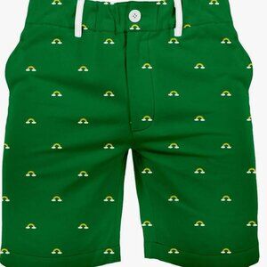 st patrick day Mens‎ Green Shorts With Rainbow Print Design By Tipsy Elves
